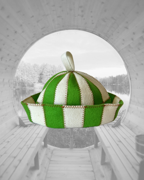 Green & White Sauna Bath Hat Festival Cage