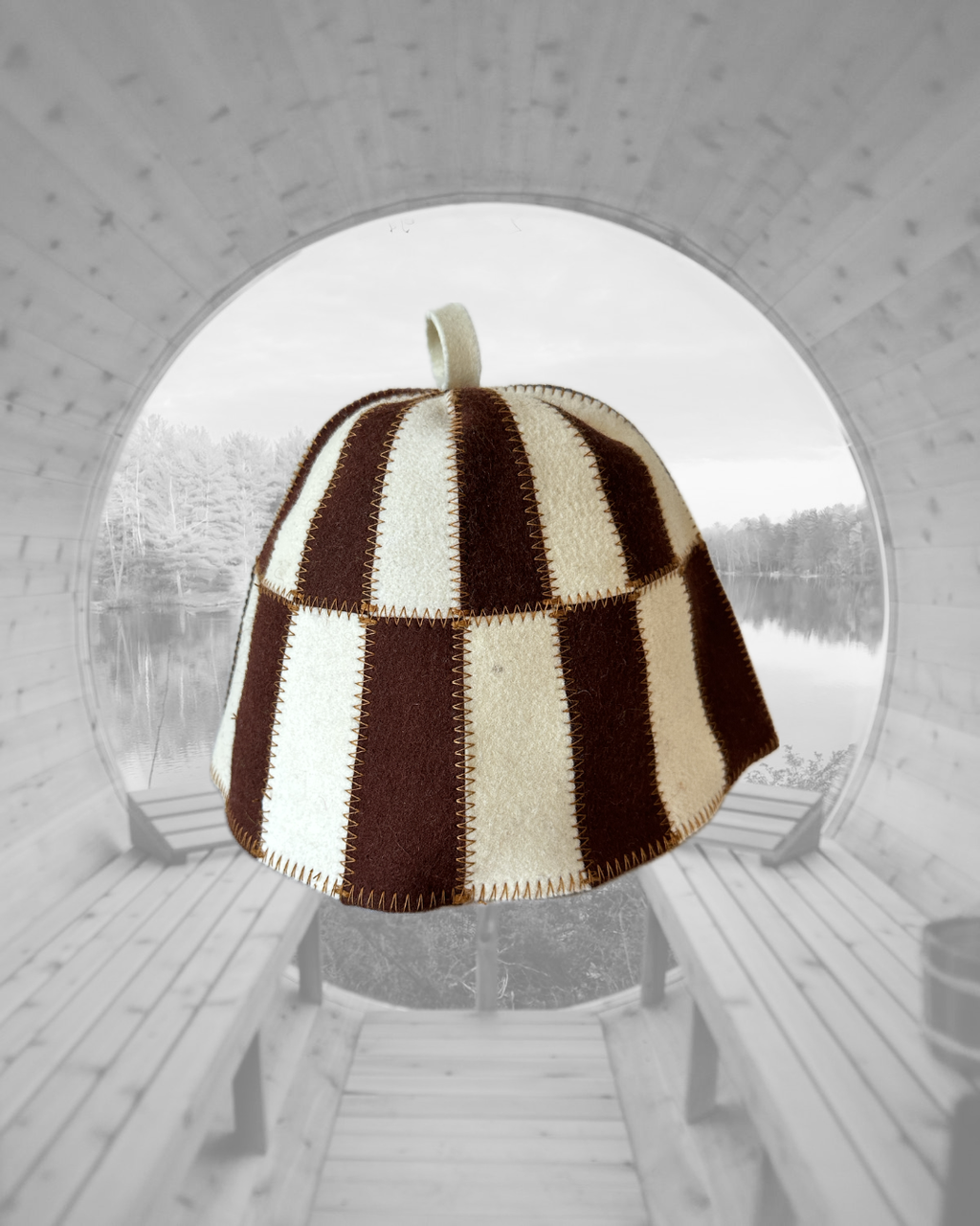 Brown & White Sauna Bath Hat Festival Cage