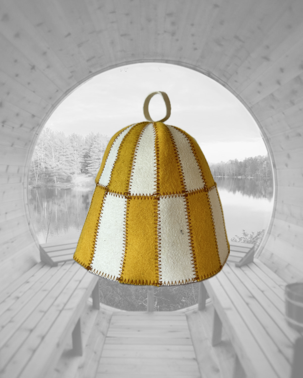 Yellow & White Sauna Bath Hat Festival Cage