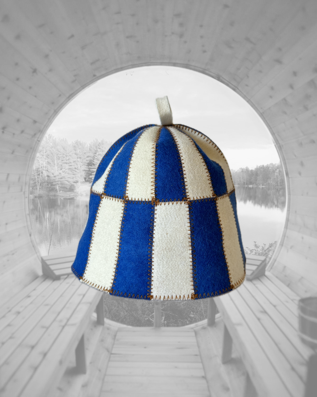 Blue & White Sauna Bath Hat Festival Cage