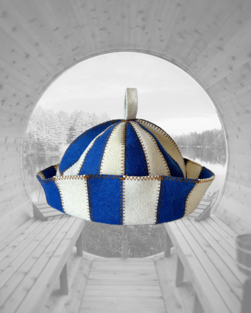 Blue & White Sauna Bath Hat Festival Cage