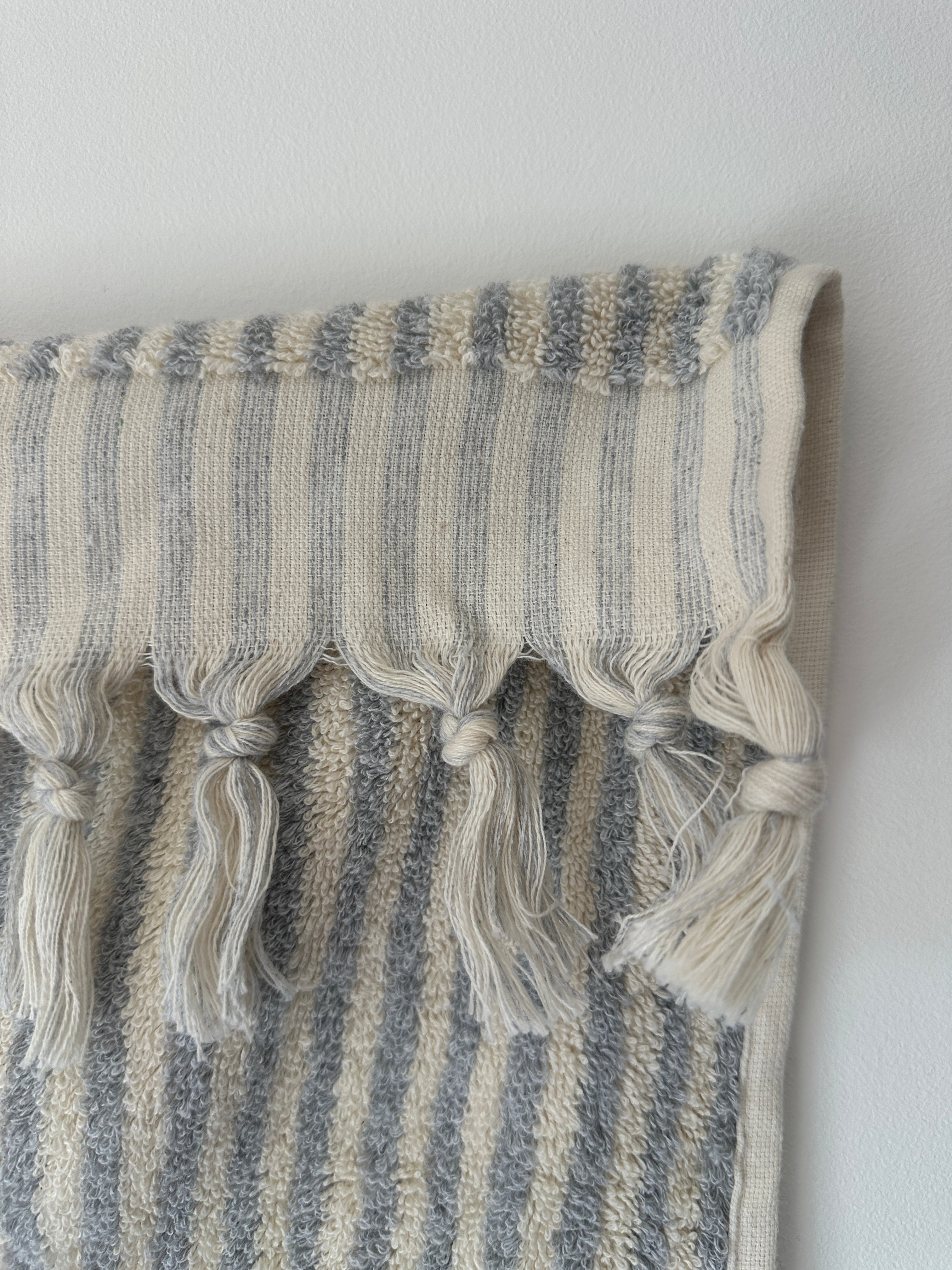 Sauna Seat Towel – 100% Organic Turkish Cotton, Grey & White Stripe – Slate
