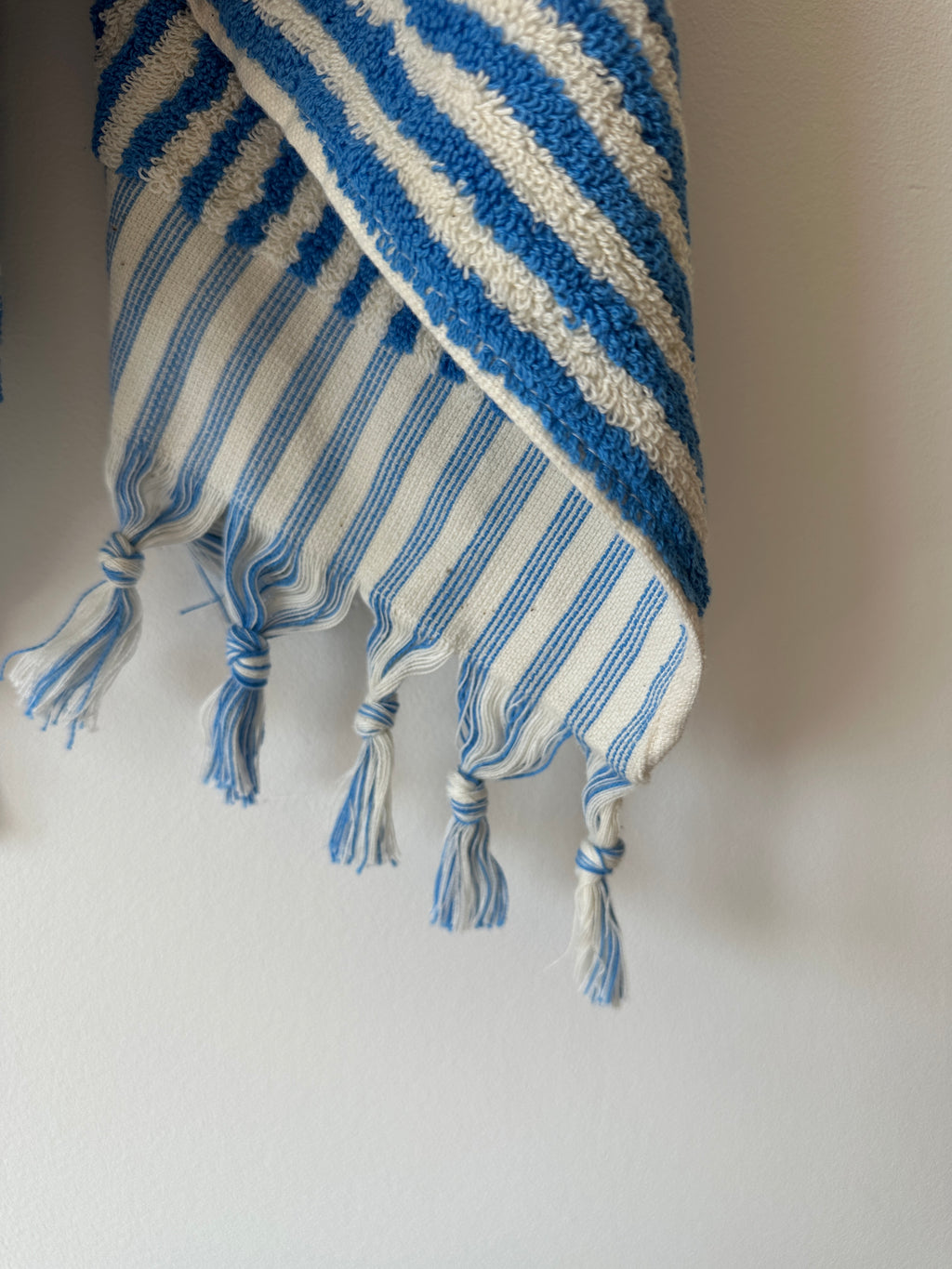 Sauna Seat Towel – 100% Organic Turkish Cotton, Blue & White Stripe – Glacier