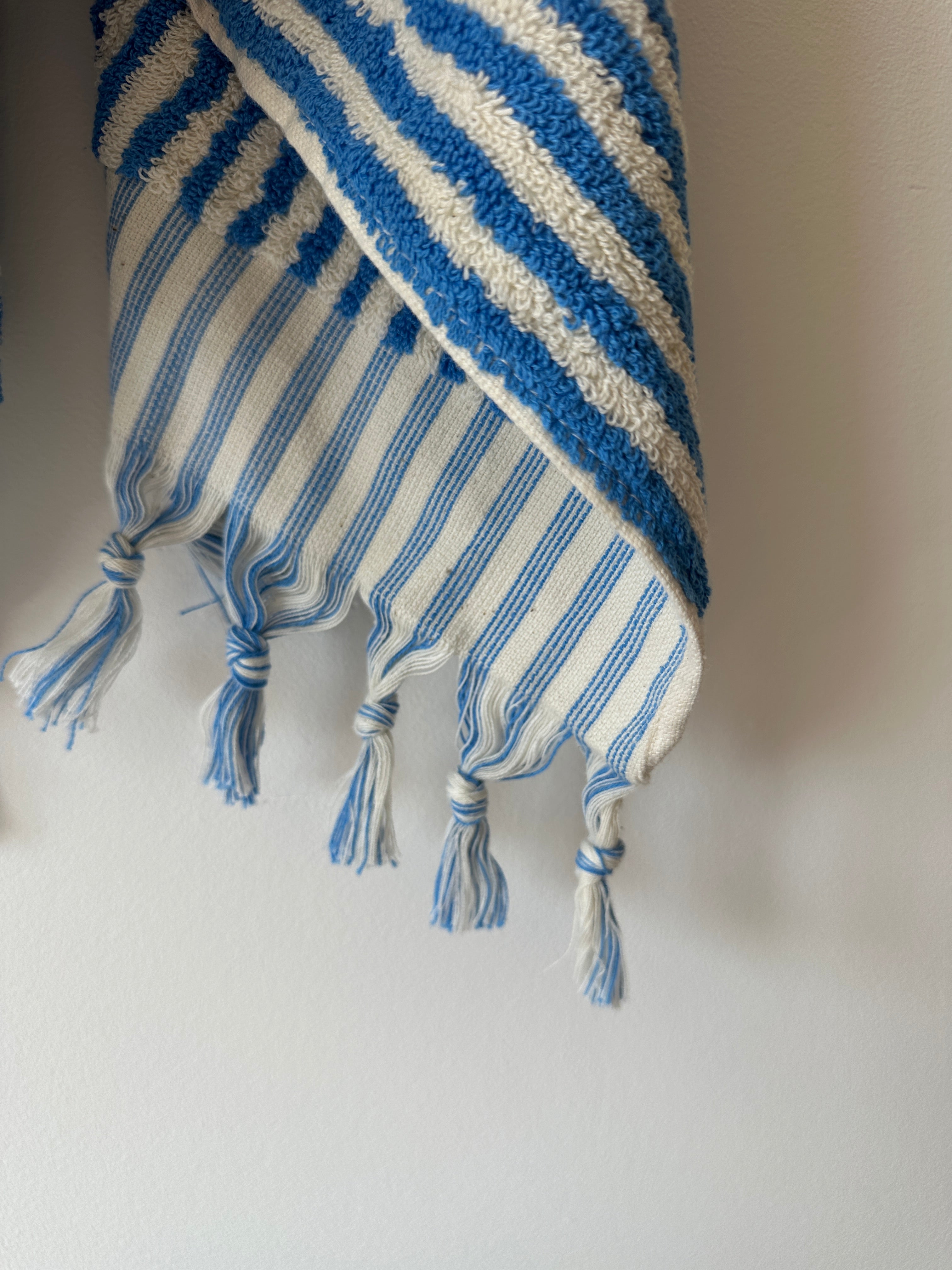 Sauna Seat Towel – 100% Organic Turkish Cotton, Blue & White Stripe – Glacier