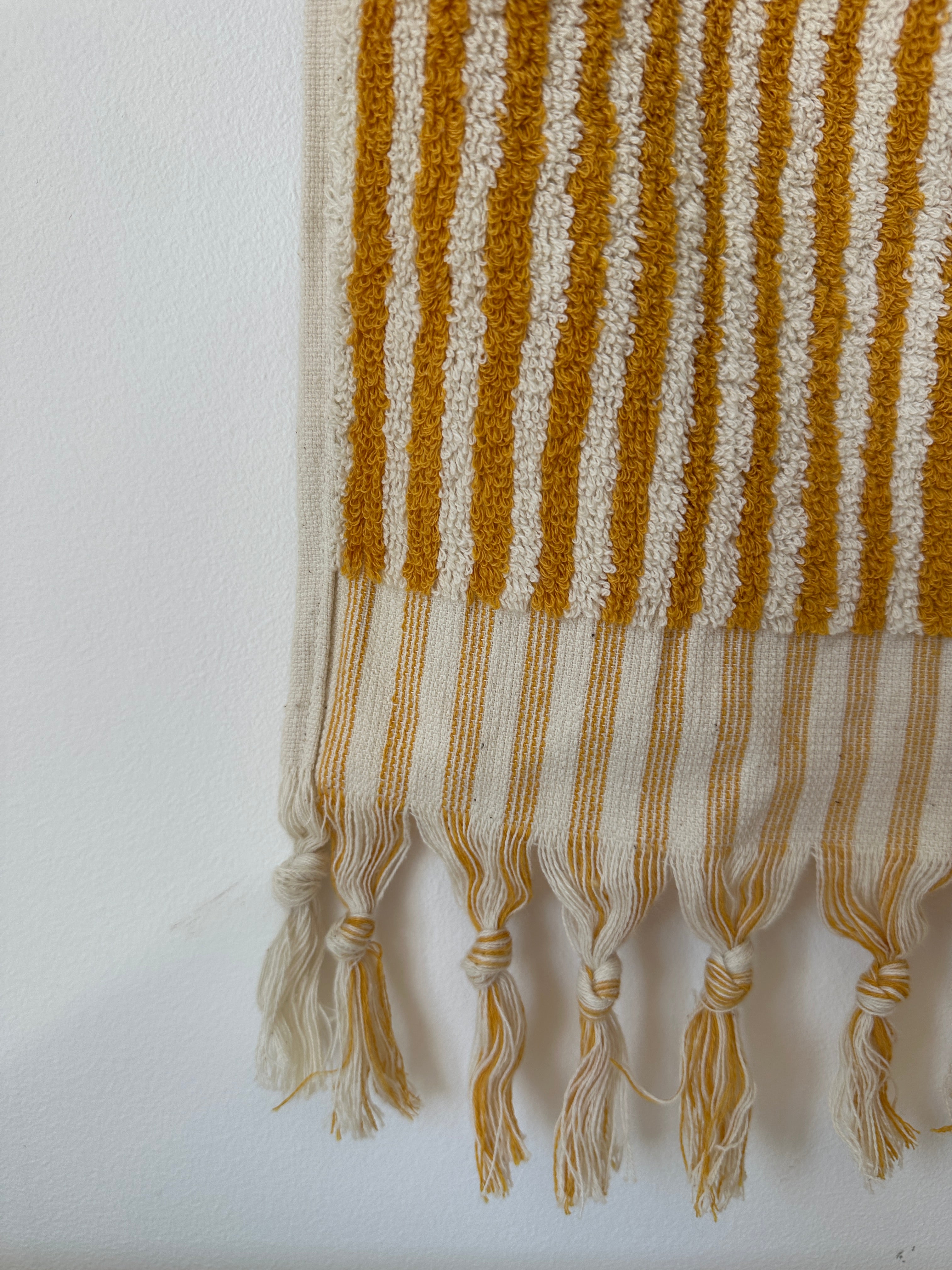 Sauna Seat Towel – 100% Organic Turkish Cotton, Yellow & White Stripe – Amber