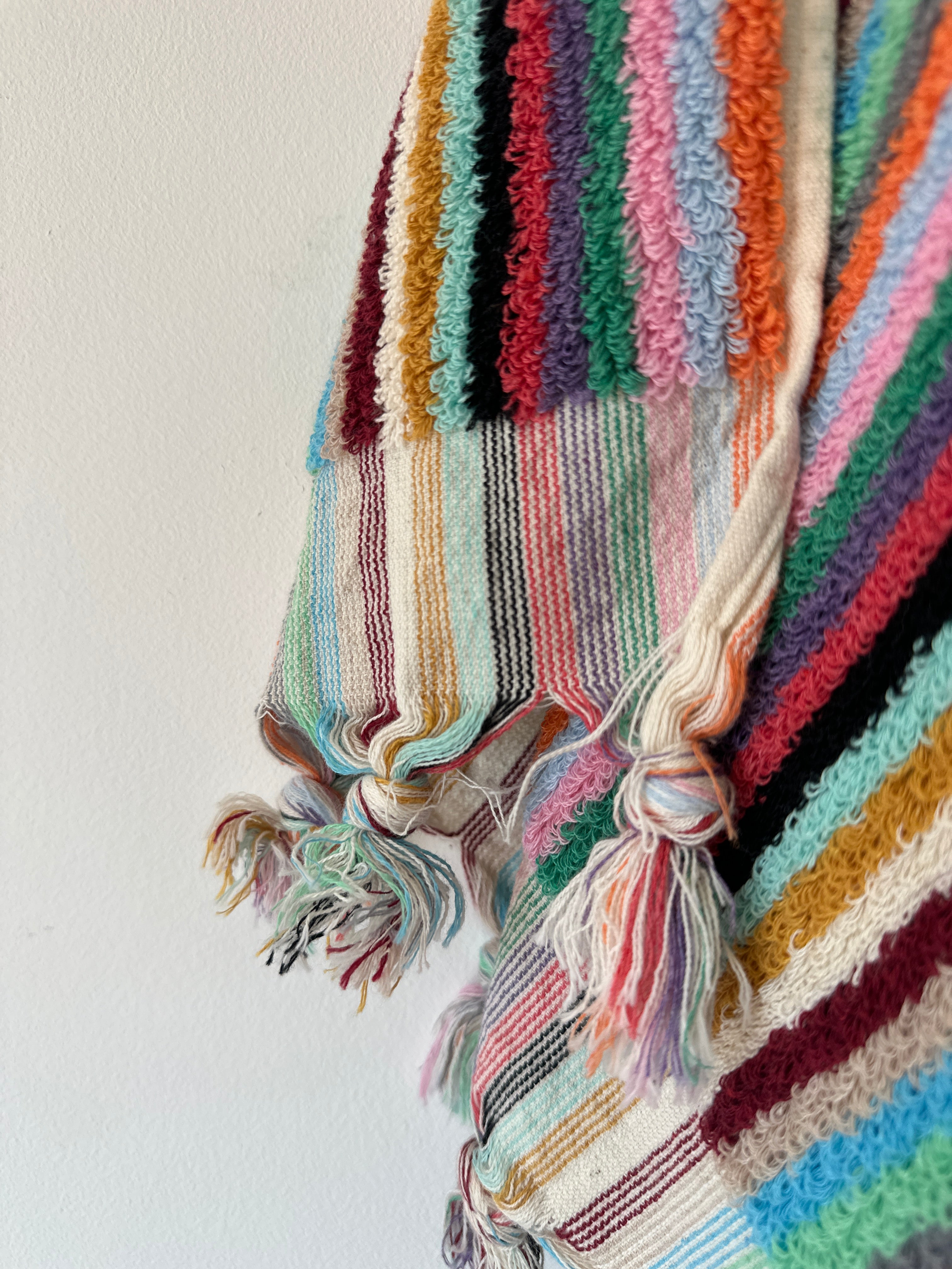 Sauna Seat Towel – 100% Organic Turkish Cotton, Multicoloured Stripe – Aurora