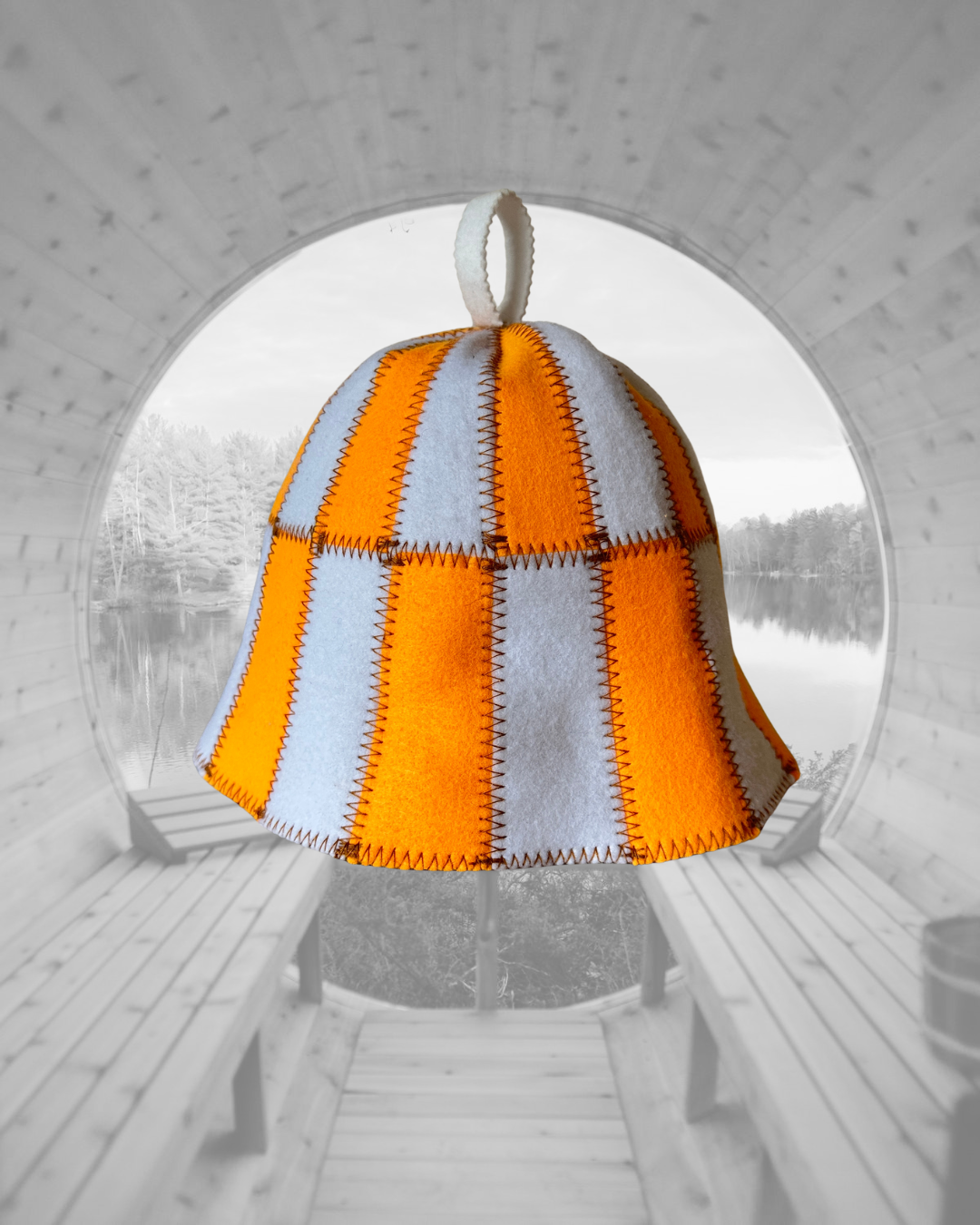 Orange & White Felt Sauna Hat