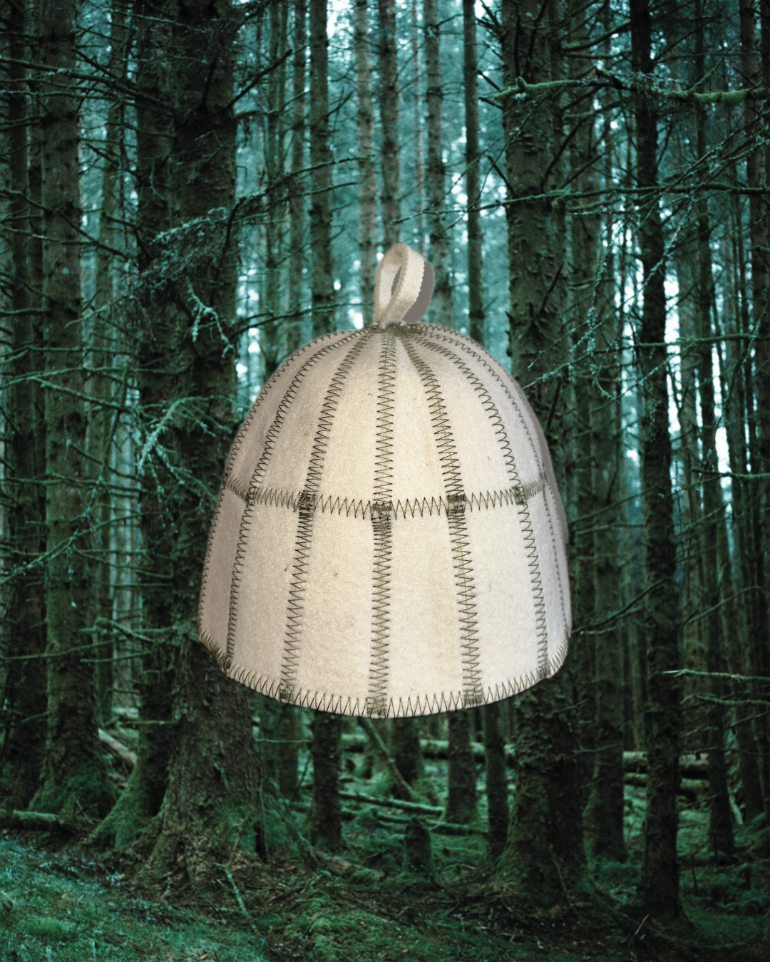 Ukrainian Cage Sauna Bath Hat White & Green