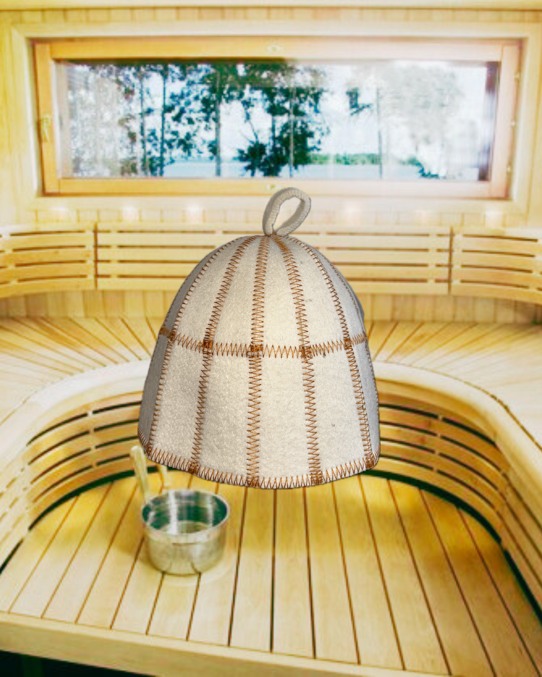 Ukrainian Cage Sauna Bath Hat White & Gold
